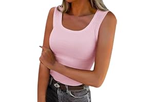 Women's Ribbed Tank Tops Knit Scoop Neck Sleeveless Fitted Casual Tops Summer Slim Basic Tee Cute Cami Shirts