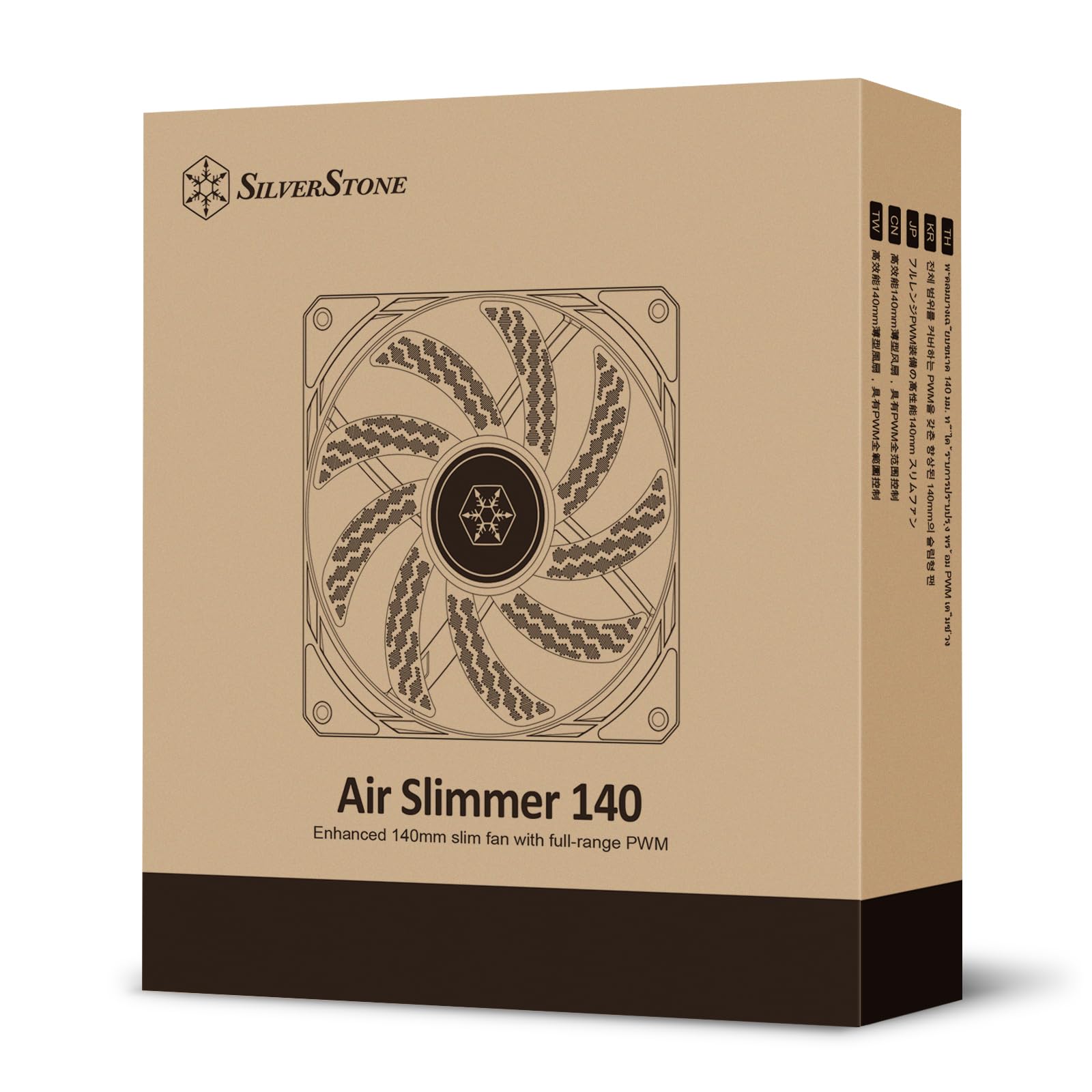 SilverStone Technology Air Slimmer 140 Enhanced Performance 140mm Slim Fan with Full-Range PWM and Shark Force Technology, (SST-AS140B)