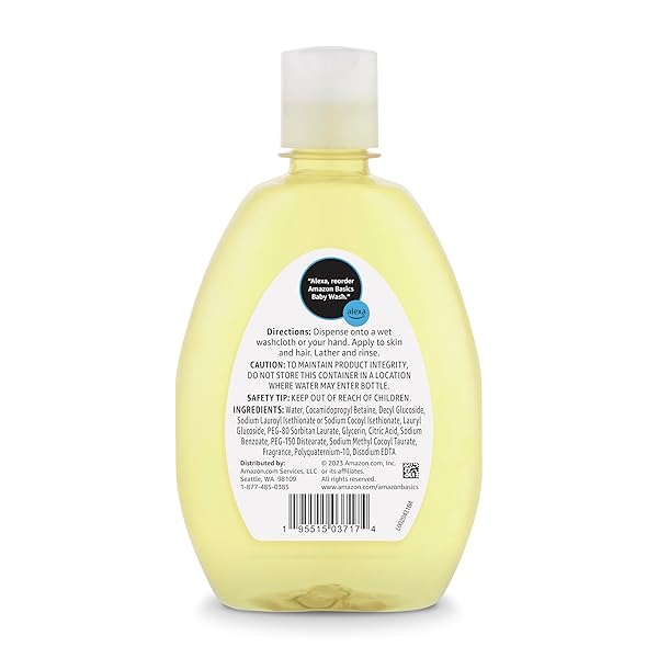 AMAZON BASICS TEAR-FREE BABY HAIR AND BODY WASH, PARABEN-FREE, SULFATE-FREE, DERMATOLOGIST TESTED, LIGHTLY SCENTED, 13.6 FL OZ, 1-PACK