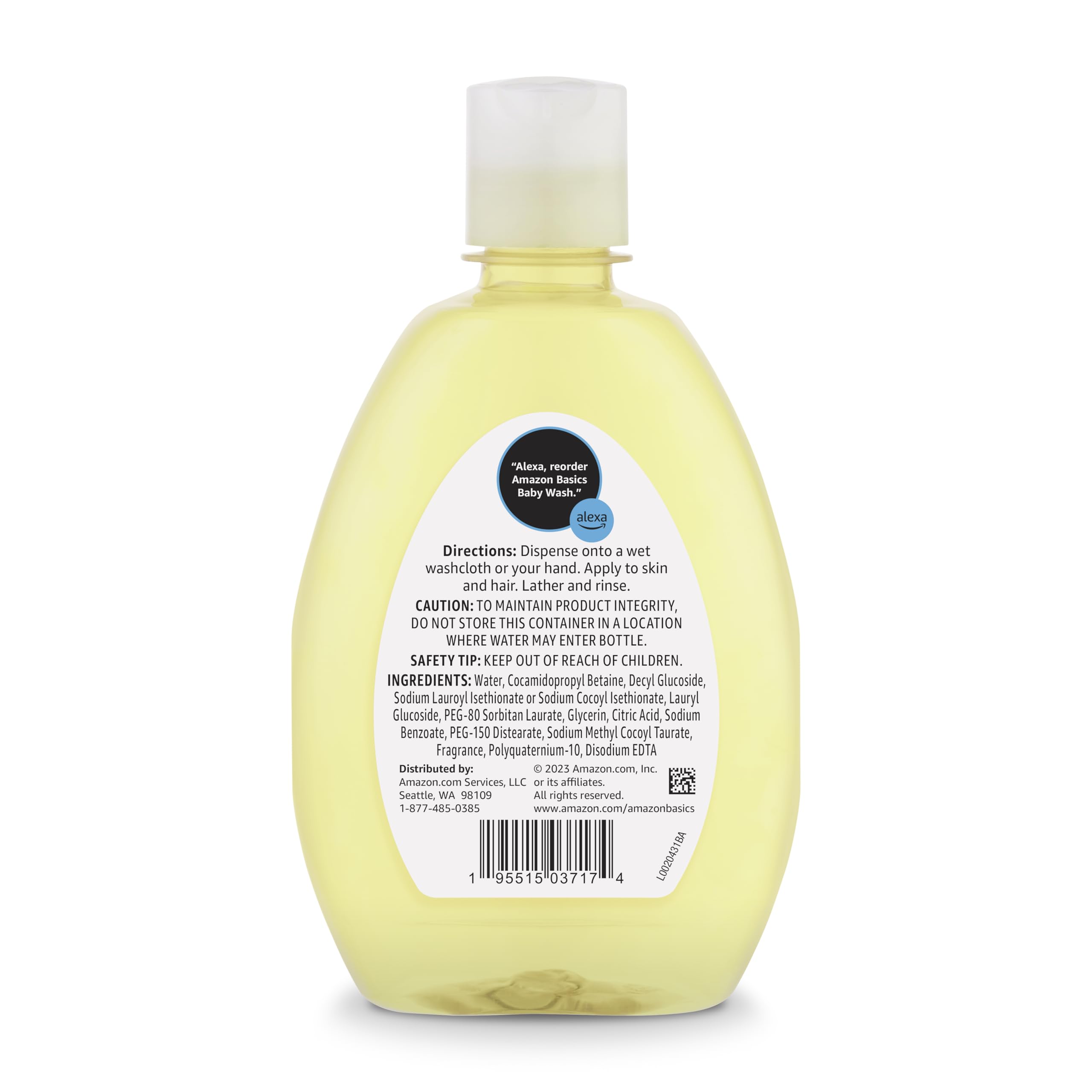 Amazon Basics Tear-Free Baby Hair and Body Wash, Lightly scented, 13.6 Fluid Ounce, 1-Pack