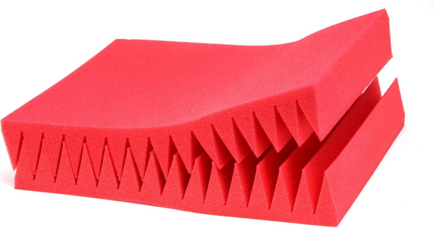 6 Pack 12" X 12" X 2" red acoustic sound foam studio panels, 15 sharp wedges - Remove Noise & Enhance Sound Quality by-beefoam