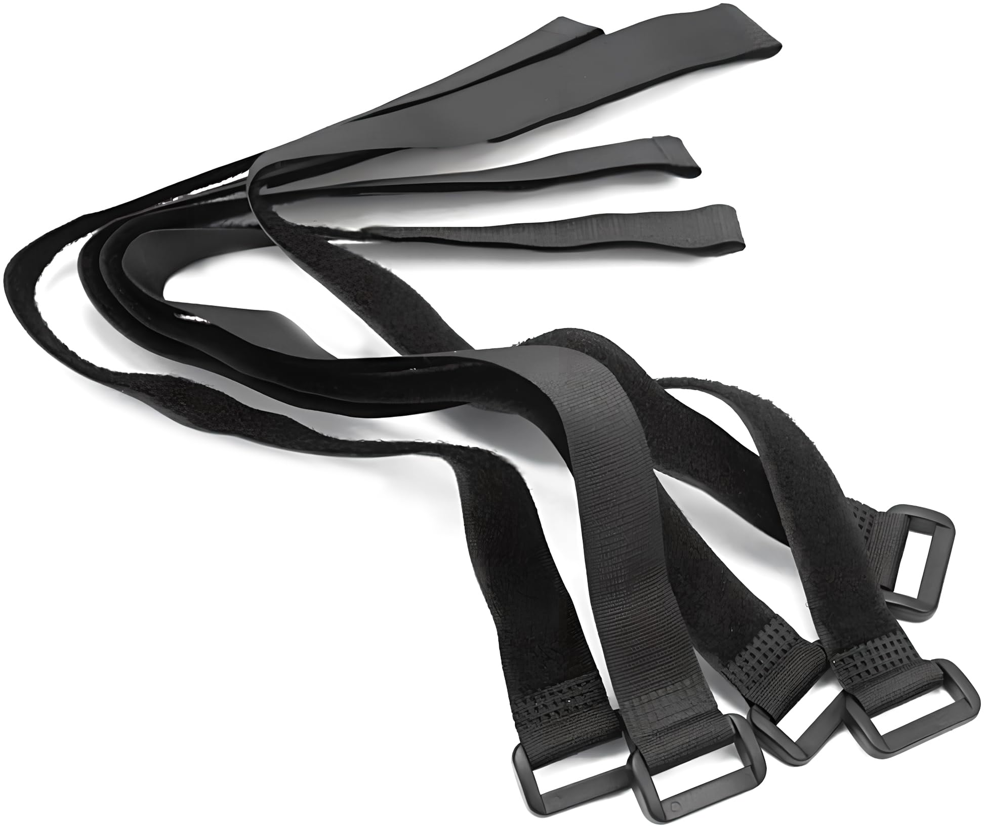 Chiloskit 20 PCS 45CM Black Long Hook and Loop Reusable Fastening Strap Cable Ties with Plastic Buckle End