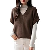 Ciovkis Women's Merino Wool Blend Sweater Vest 2025 Fall Winter Casual V Neck Sleeveless Knit Pullover Sweater