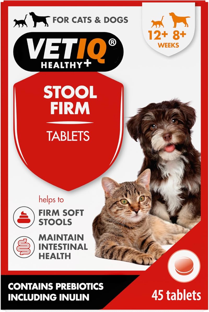 VETIQ Stool Firm Tablets for Cats & Dogs 45 Tablets Kaolin Pectin Pumpkin