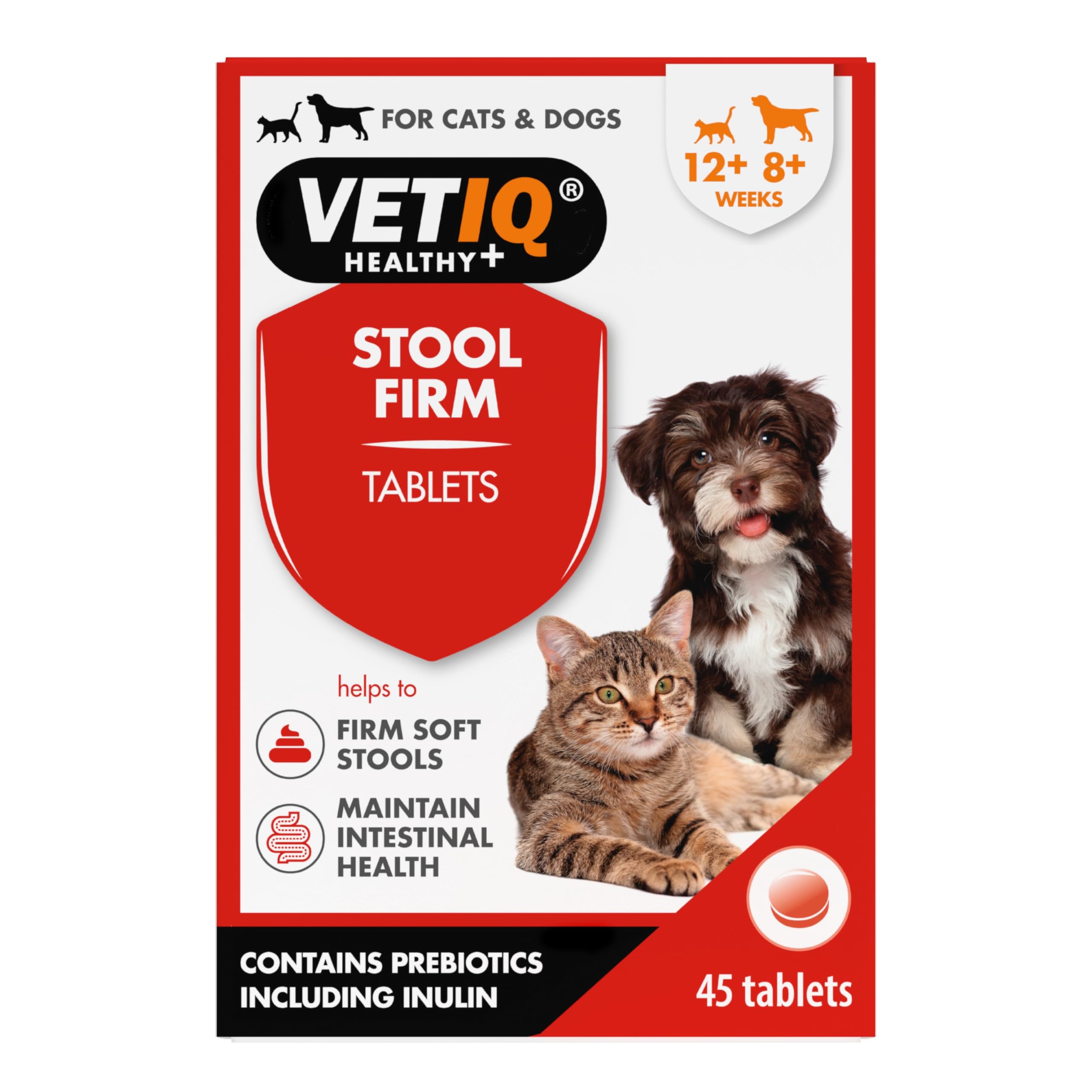 VETIQ Stool Firm Tablets For Cats & Dogs, Contains Kaolin, Pectin & Pumpkin to Help Improve Stool Firmness & Aids Intestinal Health, 45 Tablets (Pack of 1) โ image 1