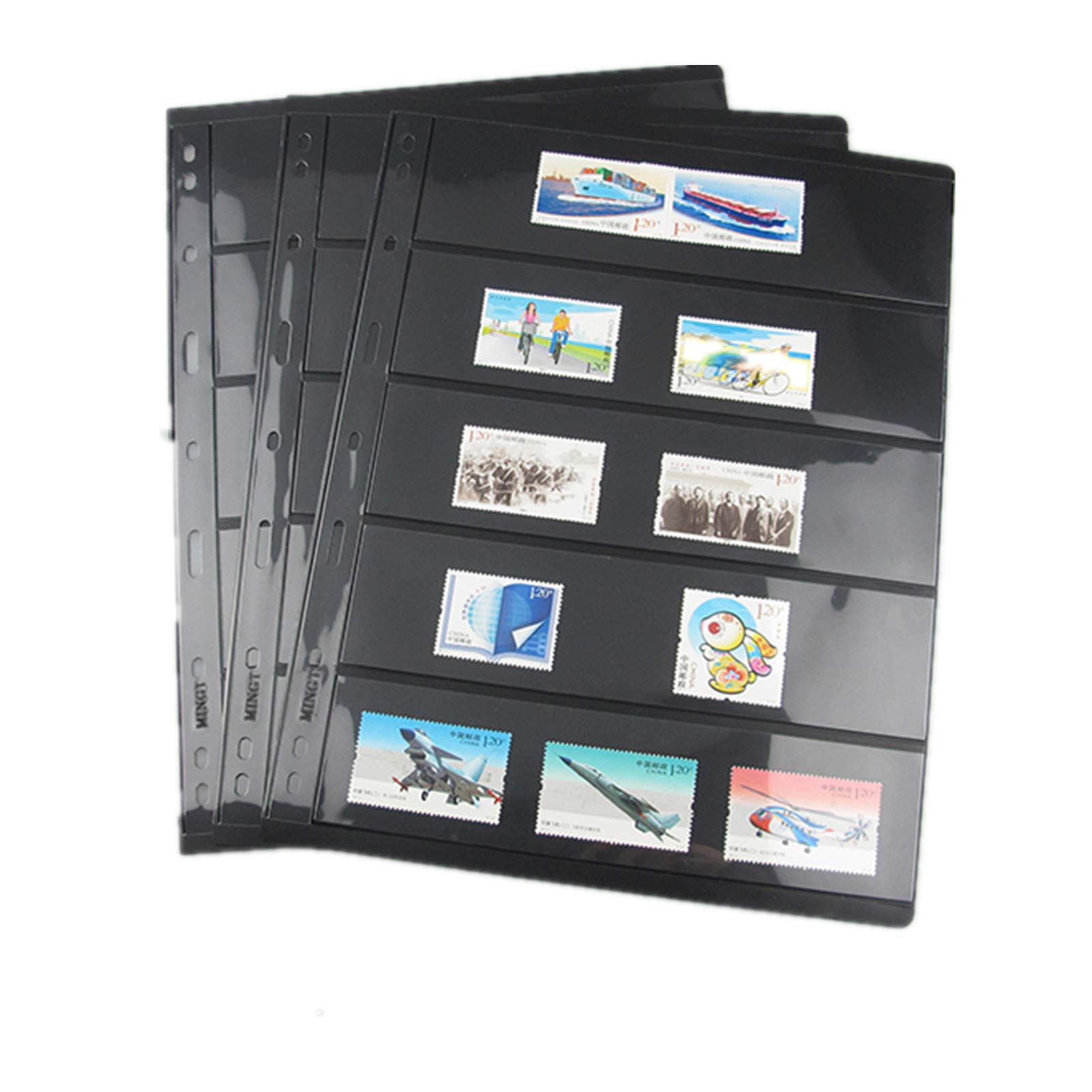MUROAD Stamp Pages for Stamp Album Binder, 10 Sheet 5S Pages for Collectors, Professional Pack (5 Rows)