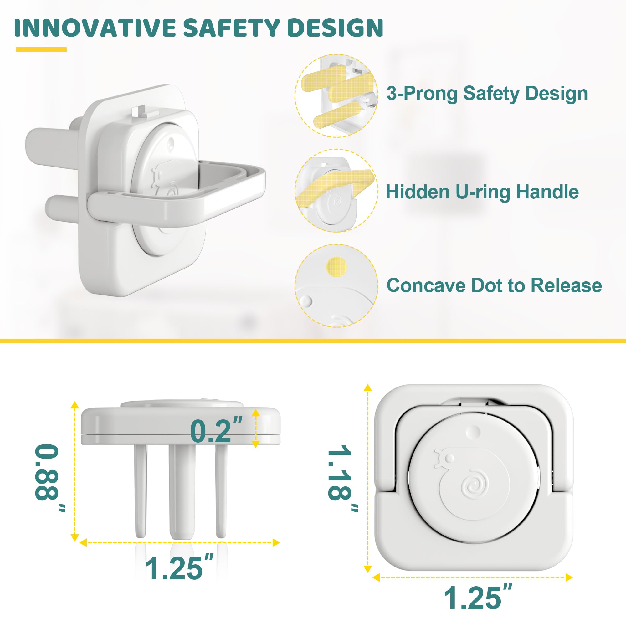 Baby Proofing Outlet Covers(45 Pack), Baby Proof Plug Covers with Hidden Pull Handle for Child Safety, Electric Socket Covers, Plug Protectors to Prevent Power Shock (White)