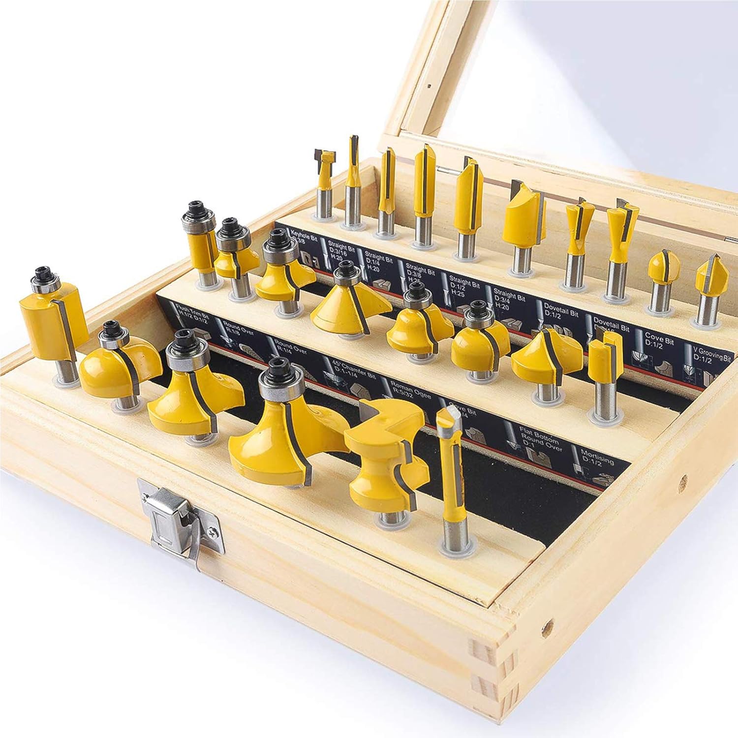 KOWOOD 24X Router Bits Set 1/4 Inch Shank Made of 45# Carbon Steel YG6x Alloy Blade for Professional Woodworking: Industrial & Scientific