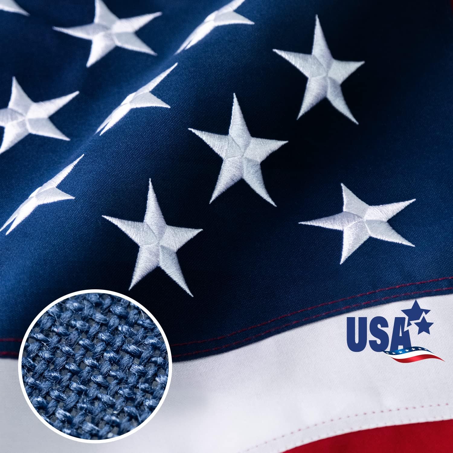 Flags - American Flag 3x5 ft Deluxe Super Tough Series, Heavy Duty Spun Polyester, All Weather US Flag USA High Wind with Embroidered Stars, Sewn Stripes, Durable United States Flags Outdoor Outside