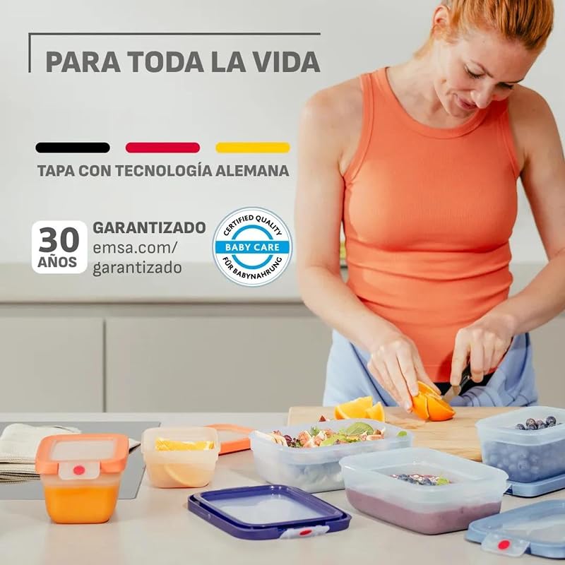 oneClick, Set de 5 recipientes para almacenar alimentos, Naranja — foto 8 de 8