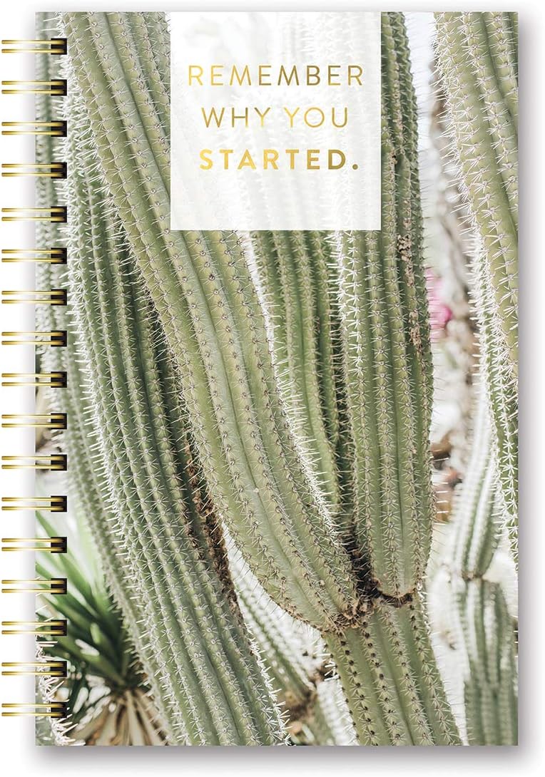 Medium Hardcover Spiral Notebook by Studio Oh! - Remember Why You Started - 5.75" x 8.75" - Durable Wire-O Lay-Flat Binding, Full-Color Art Rigid Cover & 160 Lined Pages