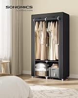 SONGMICS Clothes Wardrobe Portable Closet with 2 Hanging Rails 4 Pockets 167 cm view 2