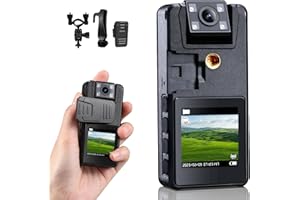 HOESTR 64GB Body Camera, 1296P Body Cam (3000mAh) with IR Night Vision, 180° Rotatable Lens and 3 Sturdy Clips, Camcorder with Audio and Video Recording, Ideal for Police Civilians Hikers Cyclists