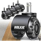 HOLKIE Office Chair Wheels Replacement 10x22mm 1KEA ONLY 2 Inch Casters, Black Dual Rubber Smooth & Quiet Rolling Desk Wheels