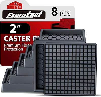 Ezprotekt Furniture Coasters 2x2 Non Slip Pads 8 pcs Black Square Rubber
