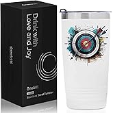Onebttl Archery Gifts with Archery Target for Archery Lovers, 20oz Stainless Steel Travel Mug, Perfect for Women & Girls & Birthday & Christmas, White
