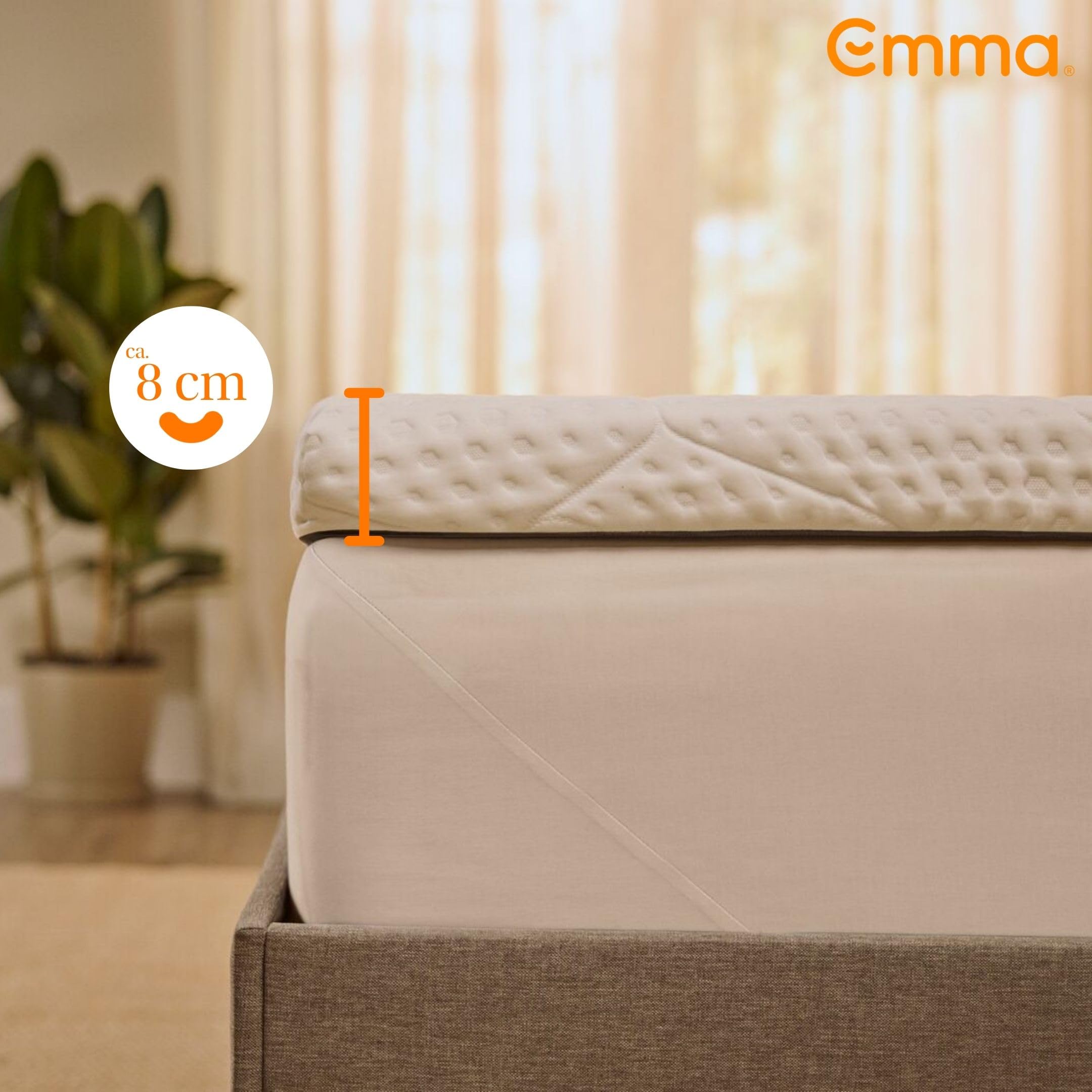 Emma Premium Plus Topper Kühlender Bezug 180x200 | Kühlender Matratzentopper | 9 cm Höhe | Atmungsaktiv & Temperaturregulierend | Waschbarer Bezug 2