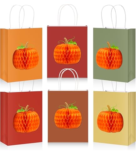 Waline 16pc Thanksgiving Gift Bags With Handles - Maple Leaves Kraft Paper Party Favor Bags For Fall & Autumn Celebrations - View #7