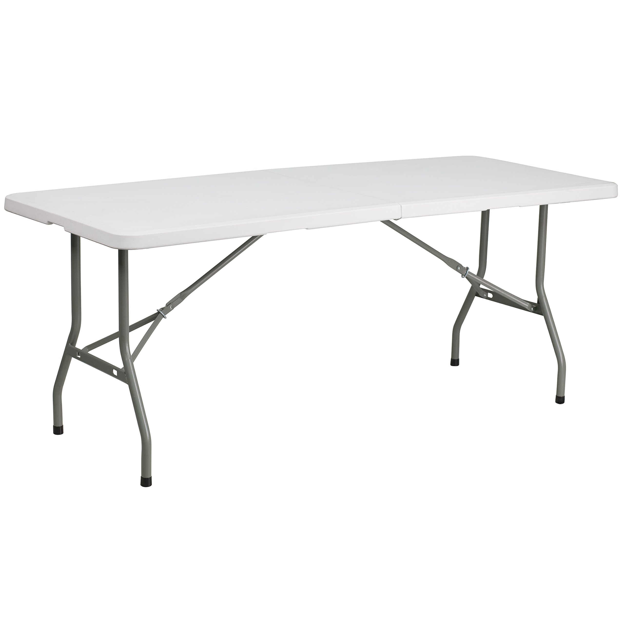 Flash Furniture 30''W x 72''L Bi-Fold Granite White Plastic Folding Table