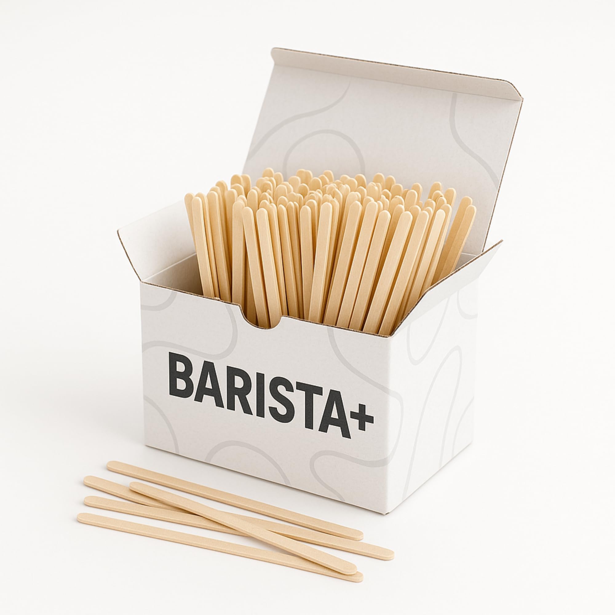 1000x Barista+ Premium Wooden Coffee Stirrers (Multiple Pack Sizes) Boxed Eco-Friendly Coffee Stirrers Suitable for All Hot Drinks Upgraded Coffee Sticks/Drink Stirrers (1000)