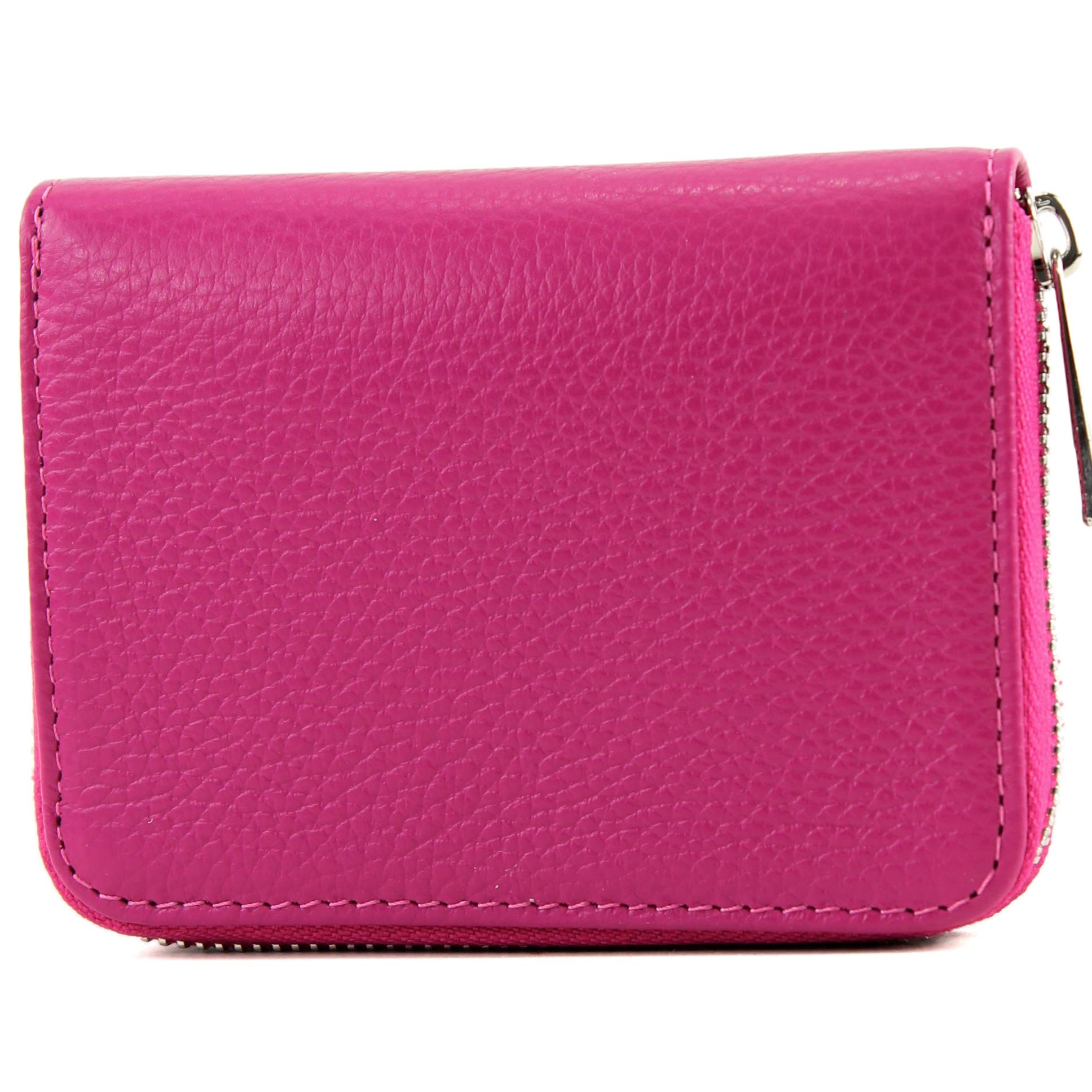 modamoda de - P04 - Italian ladies wallet, real leather, short, Colour:Very Dark Pink