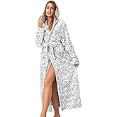 RONGTAI Womens Robes Plush Fleece Hooded Bathrobe Thick Nightgown with Pockets Fluffy Sleepwear