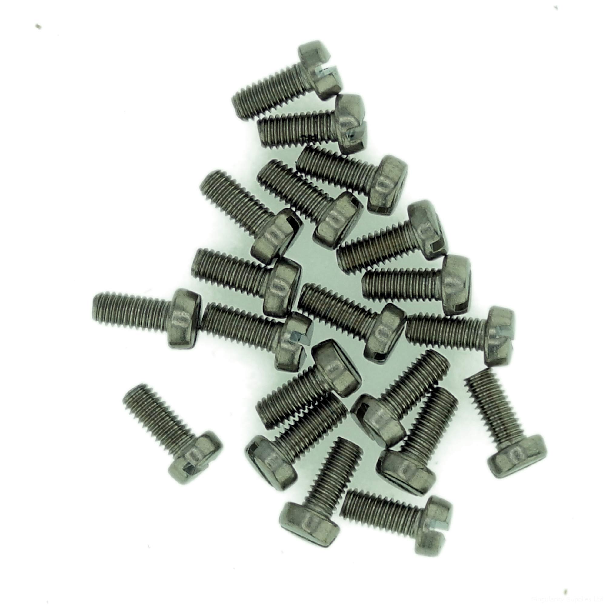 M2.6 (2.6mm x 16mm) Slot Cheese Machine Screw (Bolt) - Stainless Steel (A2) (Pack of 20)