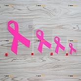 Pink Ribbon Symbol of Breast Cancer Awareness Decal Sticker Vinyl - 4 Pack, 2 Inches, 3 Inches, 4 Inches, 6 Inches - No Background Die-Cut
