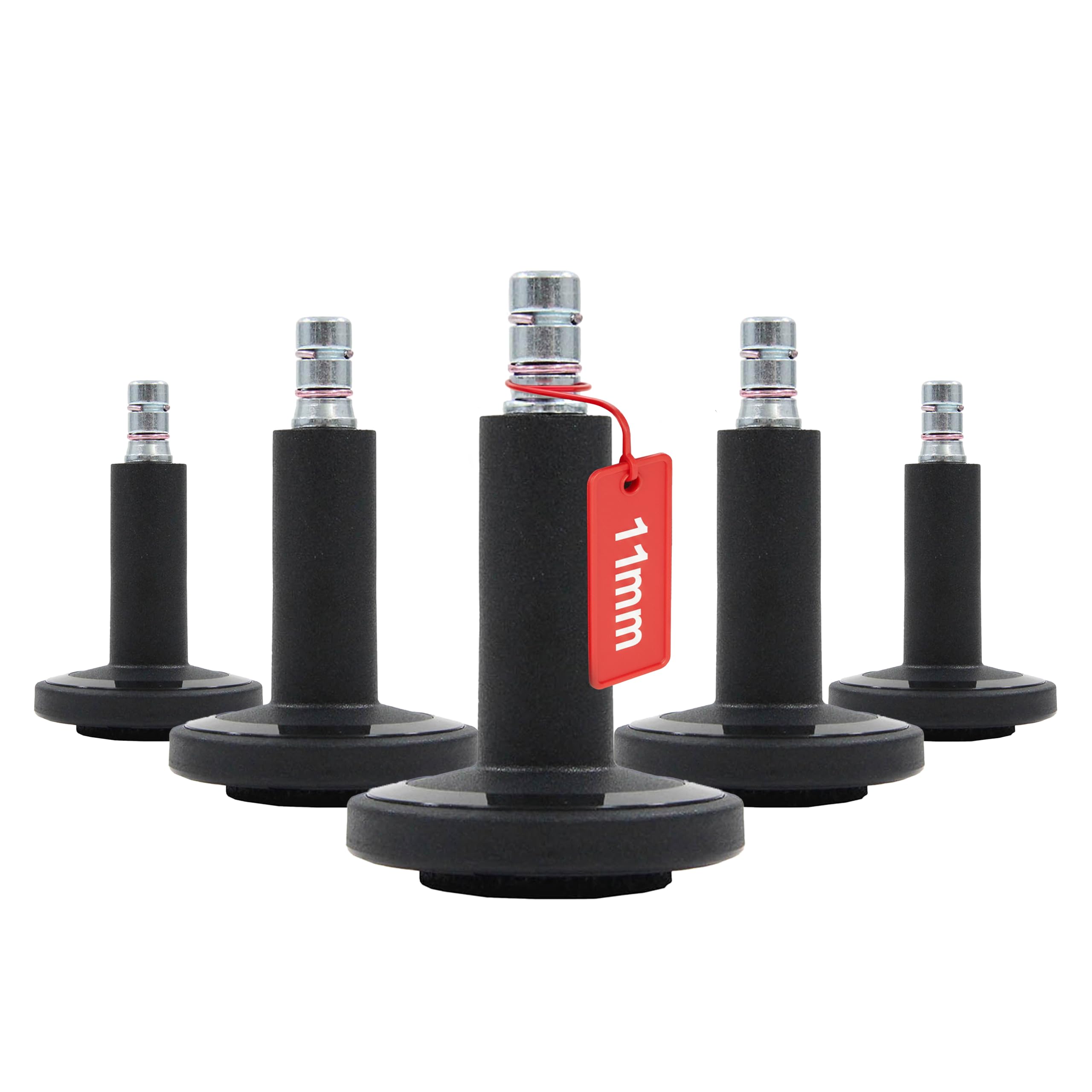 hjh OFFICE STATO-M 619040 Floor Glides Office Chair 11 mm Pin Black Glides for Hard Floors with Felt Coating