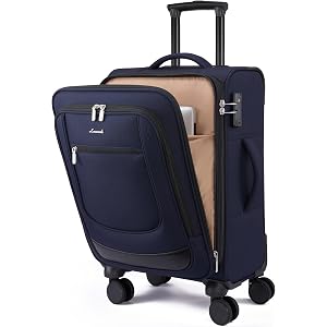 LOVEVOOK Medium Softside Suitcases with Wheels Checked Luggage Bag 24 Inch | Large Rolling Suitcase with 8 Spinner Wheels TSA