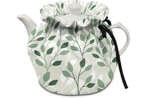 Freewander Tea Cozy Cotton Tea Cosy for Teapot Keep Warm Teapots Cover Insulated Kettle Cover for Home Kitchen Decor Tea Cozies,Green Leaf Print
