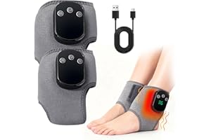 Foot Massager, Wireless 3-in-1 Foot Revive Massager with 3 Vibration Modes & 5 Heat Levels, Portable Heated Ankle Wrap for Bo