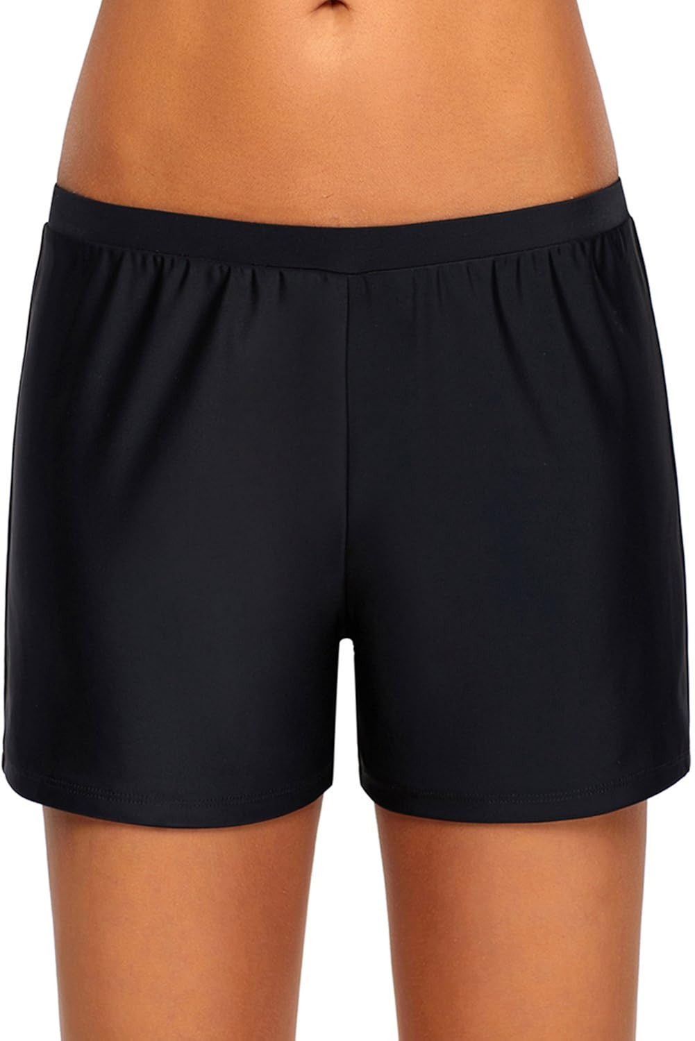 boldgal women's bathing swim retro shorts (black)