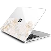 Batianda Case for 13-inch Microsoft Surface Laptop Copilot+ PC 2025 (Latest Model 2095), Lovely Ultra-Slim Lightweight Scratch-Resistant Hard Shell with Professional Protection, Gold Lotus