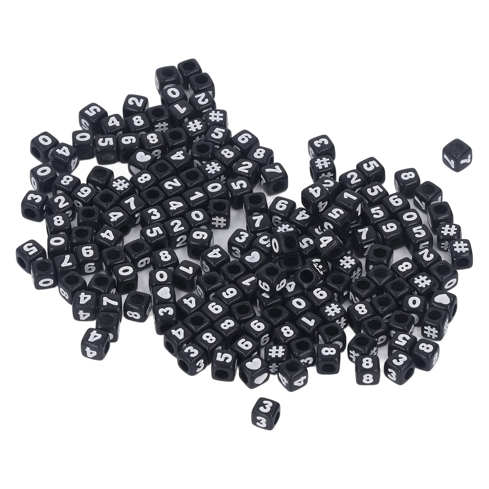 300Pcs Number Beads, Delicate Acrylic Number Beads Black Cube Number Beads for Bracelets, Loose Beads Spacers Craft Beads for DIY Jewelry Making Bracelets Necklaces Key Chains