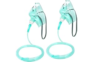 AHHALFFY 2 Pack Oxygen Mask for Face Adult with 6.6' Tube & Adjustable Elastic Strap - Size M