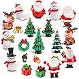 JUSTDOLIFE Christmas Micro Landscapes:20 Pack Xmas Miniature Figurines Santa Claus Snowman Christmas Tree Reindeer Gifts Mini Resin Landscape for Xmas Home Party Cake Toppers Décor