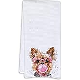 Cabana Bro Yorkshire Terrier Gifts Bathroom Hand Towels, Yorkie Gifts for Women Dog Mom, Funny Yorkshire Terrier Blow Bubbles Decorative Hand Towels for Kids Bath Room Washroom Spa Dorm, 16x24 Inch