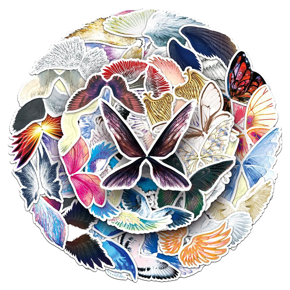 Popular Wing & Angel Vinyl Stickers, 50 PCS Waterproof Realistic Pattern Decals for Laptops, Scrapbooking, Journals, Notebooks, Water Bottles, Suitcases, Phones & DIY Decor