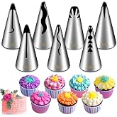 Suuker 7 Pieces Pleated Skirt Piping Nozzles Set, Stainless Steel Russian Nozzles Tips Piping Set For Pastry Fondant,Cake Decorating Supplies Baking Set Tools