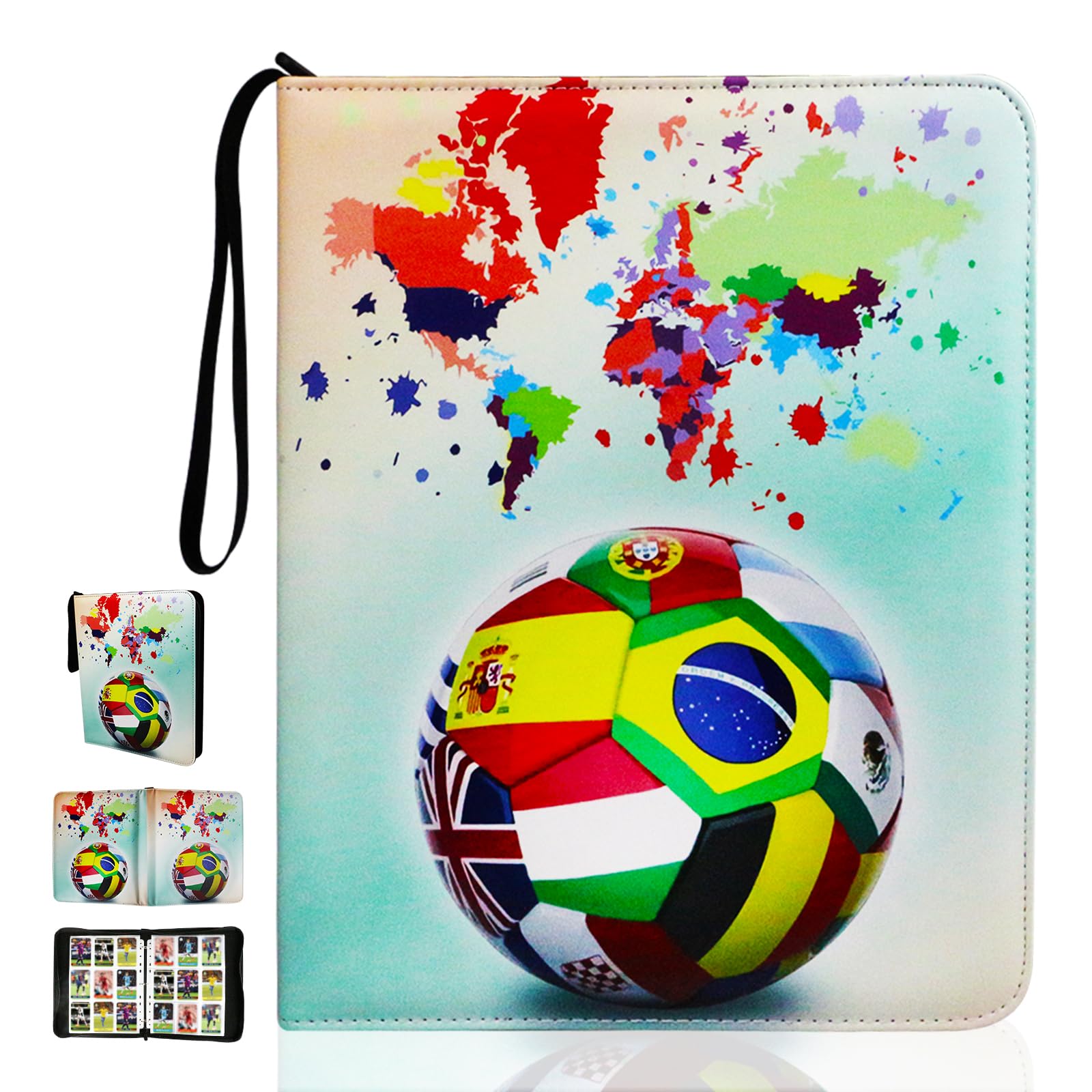 Football card binder Binder Card Holder Trading cards, Football Card Holder Album, Trading Card Game Collection, Carrying Card Folder, 50 Page 900 Card Capacity