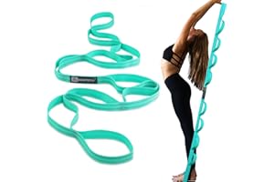 A AZURELIFE Premium Durable Stretch Straps with Loops, Stretching Strap for Physical Therapy, Multi-Loop Yoga Strap Fitness Exercise Strap for Yoga, Pilates, Dance, Flexibility&Exercise