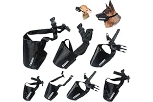 CooZero Dog Muzzles Suit, 7 PCS Anti-Biting Barking Pet Muzzles Adjustable Dog Muzzle Mouth Cover for Small Medium Large Extra Dog - Black (7 PCS)