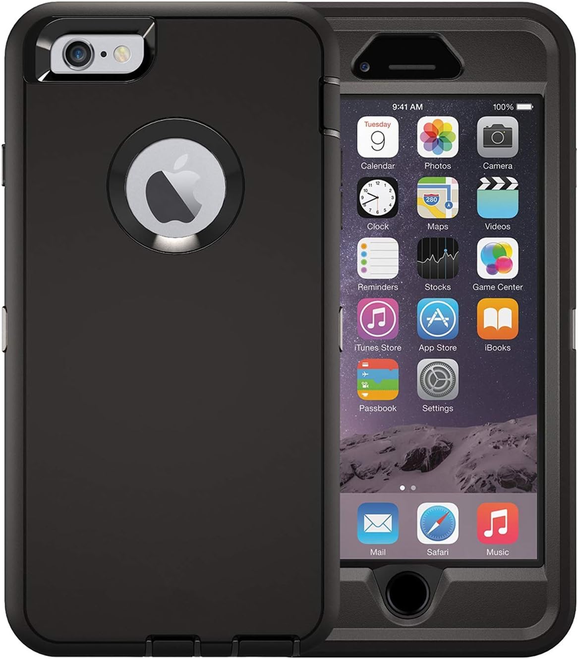 iPhone 6s Defender Case (Case Only) MAET Heavy Duty Built-in Screen Protector Rugged Rubber Case Compatible iPhone 6&iPhone 6s - Bulk Packaging