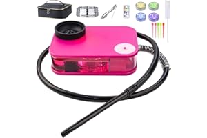 QiQiCi Hookah Box – Portable Hookah Set for Travel, Complete Shisha Kit with LED Lights & Bag, Perfect for Any Adventure（Pink）