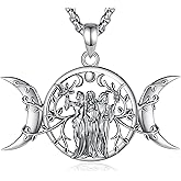 INFUSEU Mystical Hecate Triple Moon Goddess Necklaces, Divine Feminine Protection Gifts