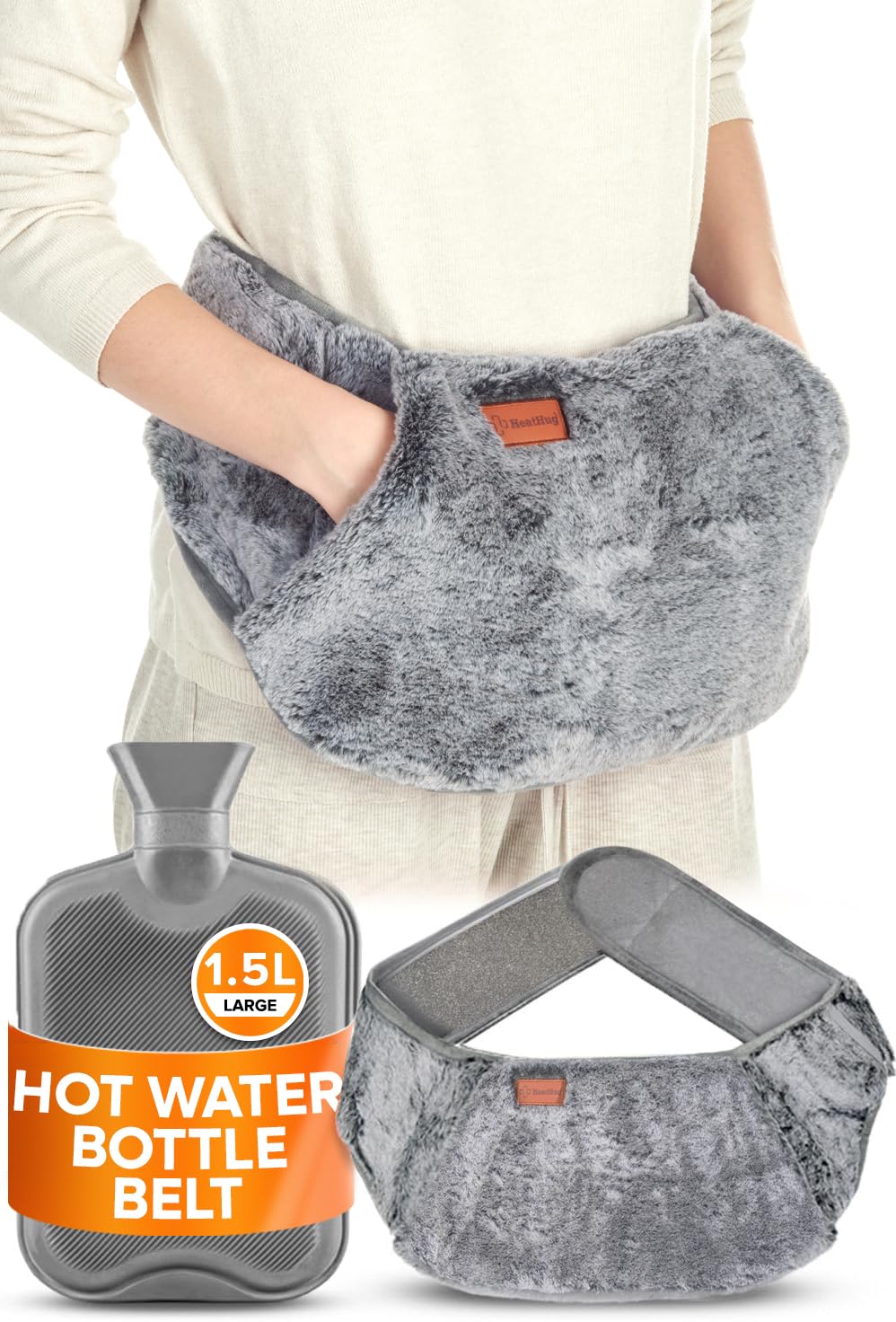 Wearable Hot Water Bottle Belt - Period Pain Relief Adults Wrap Around Hot Water Bottle Period Belt Back Pain Relief Shoulder Body with Cover UK Adult
