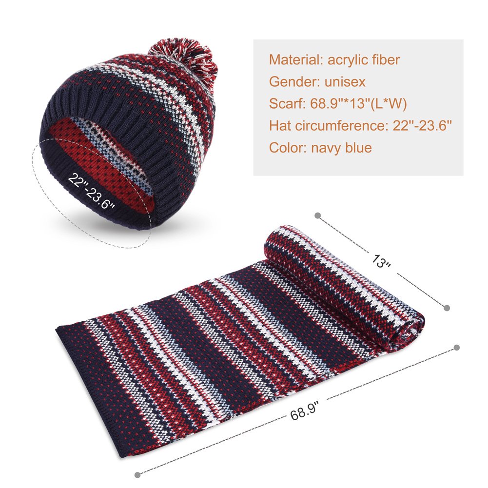 Vbiger Wintermütze klassische Beanie Mütze Damen Mütze und Schal Warm Strickmütze und Strickschal 2 PCS, Mehrfarbig, Einheitsgröße