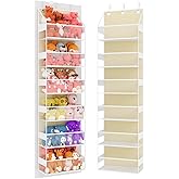 PHOTOONE Over Door Hanging Organizer with 6 Shelves, Stuffed Animal Storage - Behind Door Storage for Plush/Bedroom, Nursery, Dorm Room, 1 Pack, Beige
