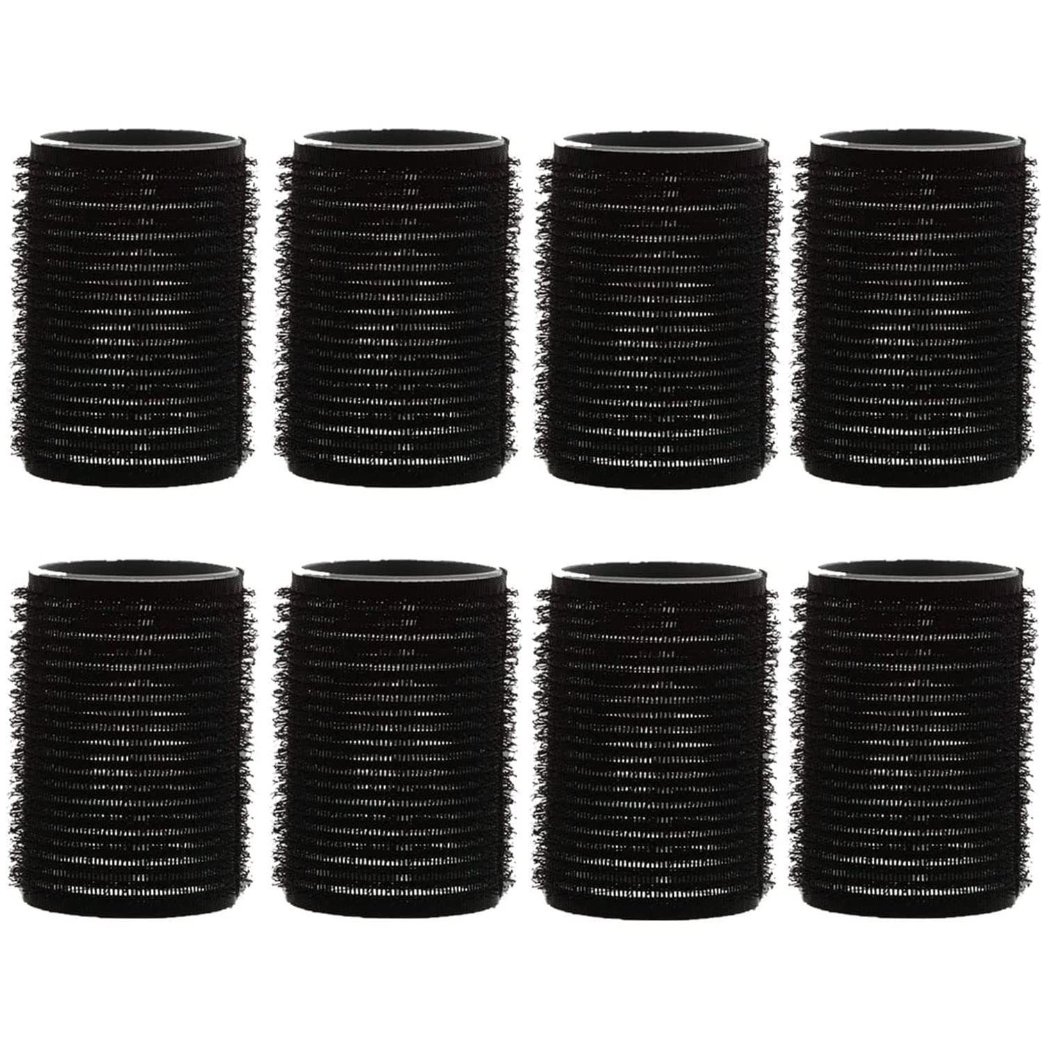 AKH® Hair Rollers | Pack of 8 | Black Large Hair Rollers 50mm | For Short And Long Hair Salon Hairdressing, Hair Styling, Waves and Curles | Self Grip Holding Rollers For Men Women Kids | Curling Tool